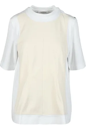Sportmax Femme, Tops, Blanc, Taille: 44 FR T-shirt en coton