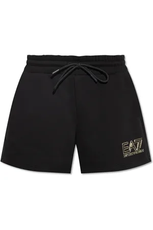 EA7 Femme, Shorts, Noir, Taille: 42 FR Shorts avec logo imprimé