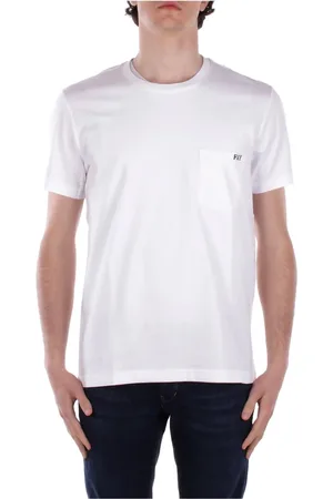 FAY Homme, Tops, Blanc, Taille: L T-shirt Blanc avec Logo et Poche Latérale
