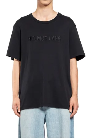 Helmut Lang Homme, Tops, Noir, Taille: S Tee-shirt en Coton Noir avec Logo Brodé
