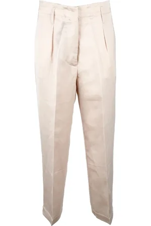 SEMICOUTURE Femme, Pantalons, Blanc, Taille: 38 FR Pantalon en Mélange de Lin