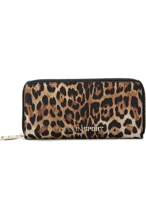 Philipp Plein Femme, Accessoires, Brun, Taille: ONE Size Portefeuille lgant avec fermeture clair et accents dor