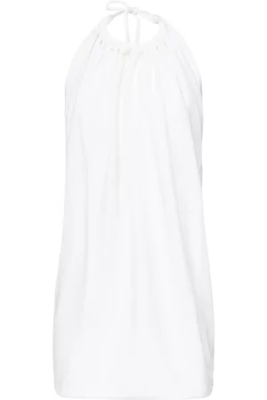 Sportmax Femme, Robes, Blanc, Taille: 36 FR Robe Blanche en Crêpe avec Dos Ouvert