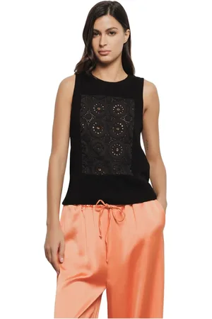 GAËLLE Femme, Tops, Noir, Taille: 36 FR Haut sans manches en macramé noir