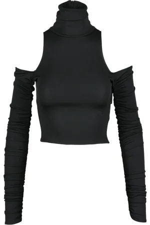 Dondup Femme, Tops, Noir, Taille: 40 FR Haut Élégant en Polyester et Élasthanne