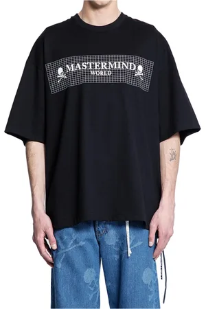 MASTERMIND Homme, Tops, Noir, Taille: L T-shirt Noir avec Logo en Grille
