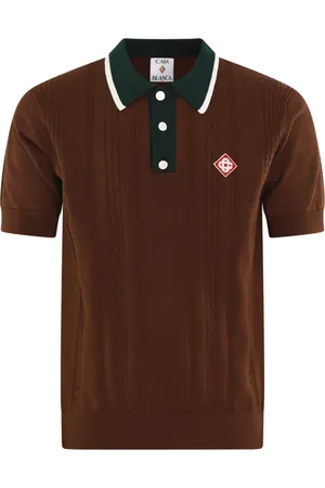 Casablanca Homme, Tops, Brun, Taille: S Oversized Mini Cable Polo