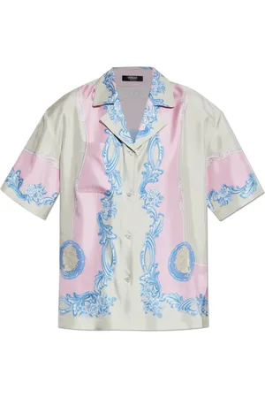 VERSACE Femme, Blouses et Chemises, Multicolore, Taille: 36 FR Chemise en soie avec impression Medusa Cameo