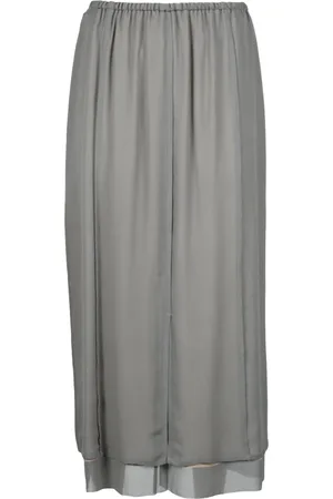 ALYSI Femme, Jupes, Gris, Taille: 36 FR Jupe Longue à Taille Élastique