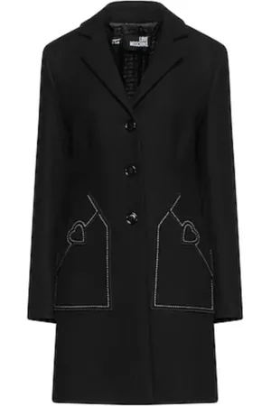 Moschino Femme, Manteaux, Noir, Taille: 42 FR Manteau en laine avec broderie cœur