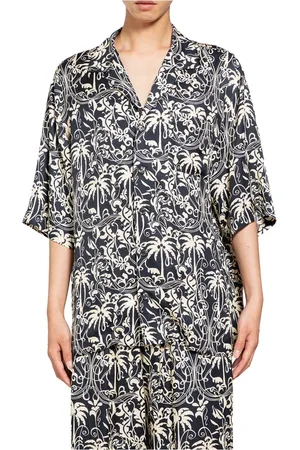 LANEUS Homme, Chemises, Noir, Taille: S Chemise en satin à imprimé floral