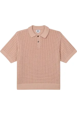 Obey Homme, Pulls, Rose, Taille: L Polo Rose en Coton Détails Côtelés