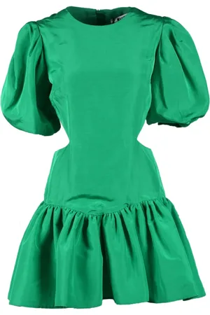 Msgm Femme, Robes, Vert, Taille: 36 FR Robe en Mélange Lin Femme