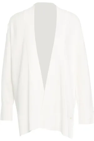 Kaos Femme, Pulls, Blanc, Taille: 38 FR Gilet Blanc en Tricot avec Détails Côtelés