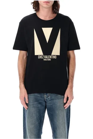 VALENTINO GARAVANI Homme, Tops, Noir, Taille: L T-shirt en coton avec imprimé Chez Valentino