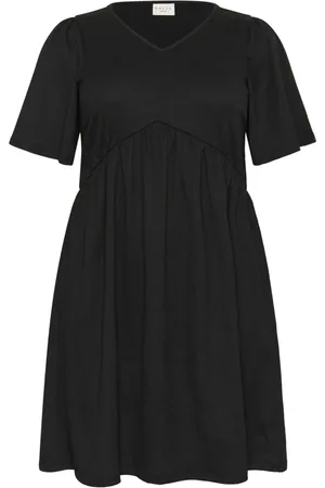 Kaffe Femme, Robes, Noir, Taille: 56 FR Robe Noire Profonde avec Volant