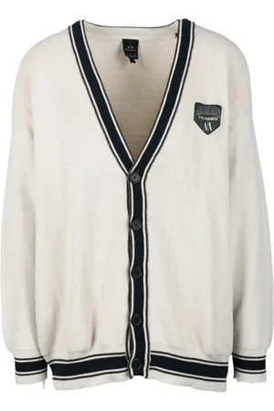 Armani Exchange Homme, Pulls, , Taille: L Cardigan Élégant en Mélange Coton Laine