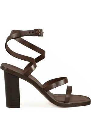 Max Mara Femme, Chaussures, Brun, Taille: 37 EU Sandalette en Cuir avec Talon 9 cm