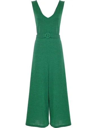 Kocca Femme, Combinaisons et Ensembles, Vert, Taille: 40 FR Combinaison rayée avec décolleté plongeant