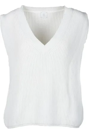 ELEVENTY Femme, Pulls, Blanc, Taille: 38 FR Haut sans manches en mélange laine cachemire