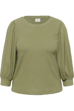 Kaffe Femme, Blouses et Chemises, Vert, Taille: 44 FR Oil Puff Sleeve Tee