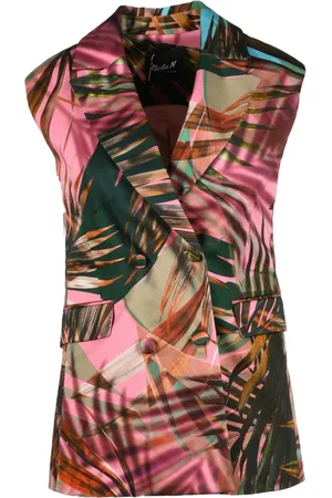 Giulia N Couture Femme, Vestes, Multicolore, Taille: 36 FR Gilet sans Manches en Mélange Coton