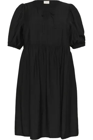 Kaffe Femme, Robes, Noir, Taille: 46 FR Robe Féminine avec Manches Bouffantes et Volants