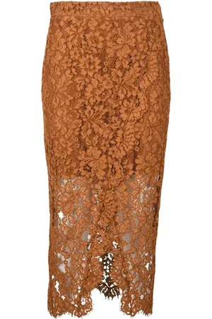 Twin-Set Femme, Jupes, Brun, Taille: 40 FR Jupe Crayon en Dentelle avec Fermeture Éclair