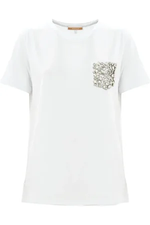 Kocca Femme, Tops, Blanc, Taille: 40 FR T-shirt en coton avec strass appliqués
