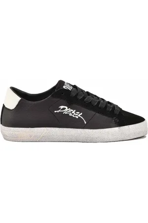 Diesel Femme, Chaussures, Noir, Taille: 40 EU Baskets en cuir à semelle en caoutchouc