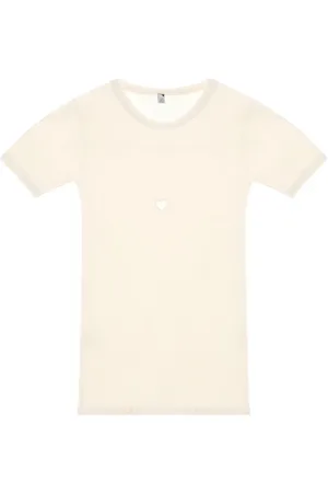 Baserange Femme, Tops, Blanc, Taille: 38 FR T-shirt Blanc avec Motif Cœur et Col Rond