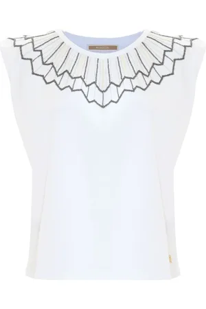 Kocca Femme, Tops, Blanc, Taille: 46 FR T-shirt avec broderie autour de l