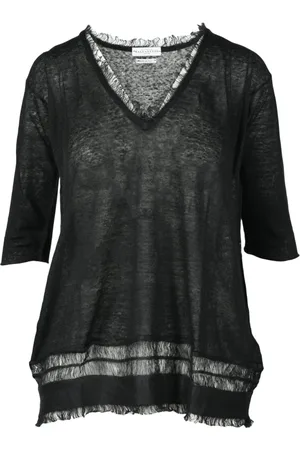 BALLANTYNE Femme, Pulls, Noir, Taille: 46 FR Haut en Mélange Lin