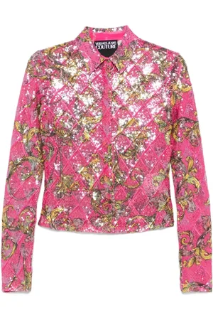 VERSACE Femme, Blouses et Chemises, Rose, Taille: 38 FR Chemise Rose Élégante pour Femmes