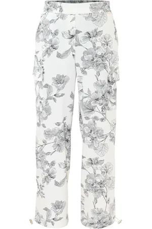 Kocca Femme, Pantalons, Blanc, Taille: 46 FR Pantalon cargo floral avec cordon de serrage