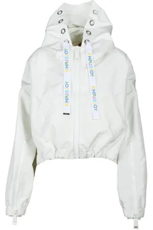 Khrisjoy Femme, Vestes, Blanc, Taille: 38 FR Veste courte avec fermeture éclair et poches
