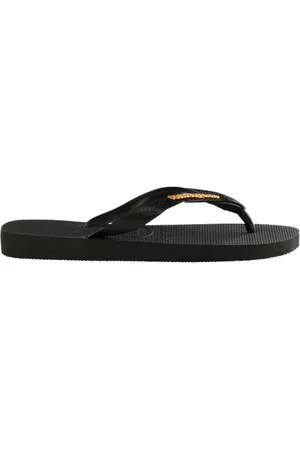 Havaianas Homme, Chaussures, Noir, Taille: 35 EU Metallic Logo Flip Flops