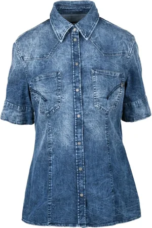 Dondup Femme, Blouses et Chemises, Bleu, Taille: 38 FR Chemise