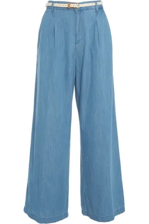 Liu Jo Femme, Pantalons, Bleu, Taille: W28 Pantalon Denim Bleu Évasé avec Ceinture