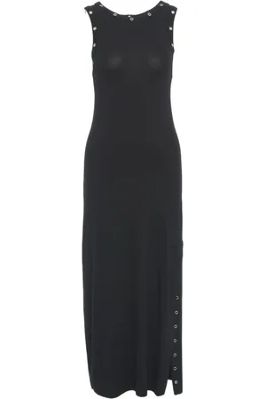 THOM KROM Femme, Robes, Noir, Taille: 38 FR Robe Midi Noire avec Œillets en Métal