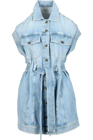 Dondup Femme, Robes, Bleu, Taille: 38 FR Robe en Denim avec Boutons et Poches