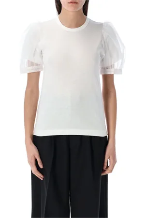Comme des Garçons Femme, Blouses et Chemises, Blanc, Taille: 40 FR T-shirt manches en tulle