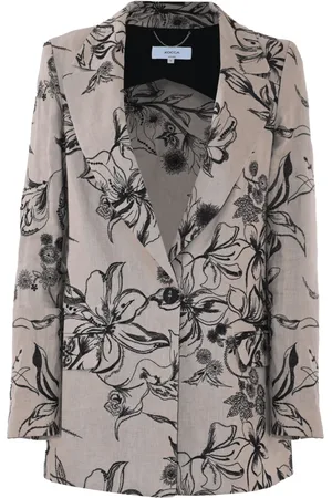 Kocca Femme, Vestes, Multicolore, Taille: 40 FR Veste en lin brodée de fleurs