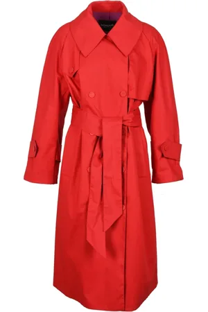 Dondup Femme, Manteaux, Rouge, Taille: 38 FR Trench en coton à double boutonnage