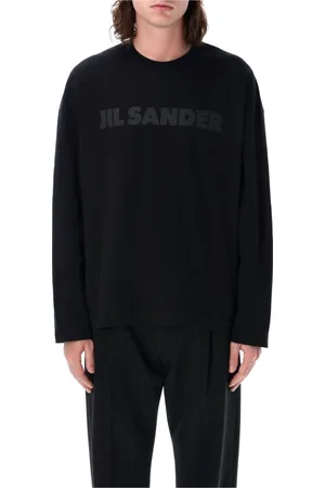 Jil Sander Homme, Tops, Noir, Taille: M T-shirt Noir Logo Style Oversize