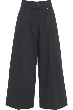 Liu Jo Femme, Pantalons, Noir, Taille: 38 FR Pantalon Noir Flare en Popeline avec Détails en Strass
