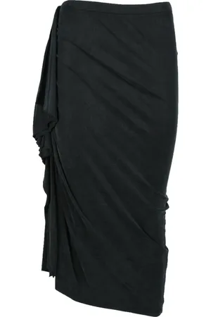 Maison Margiela Femme, Jupes, Noir, Taille: 40 FR Jupe Midi Drapée Taille Élastique