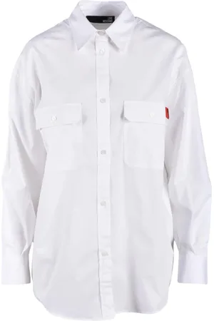 Moschino Femme, Blouses et Chemises, Blanc, Taille: 42 FR Chemise Élégante en Mélange Coton