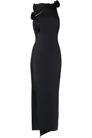 COPERNI Femme, Robes, Noir, Taille: 38 FR Robe Longue Noire avec Détail de Rose
