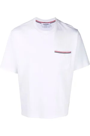 Thom Browne Homme, Tops, Blanc, Taille: S T-shirt à poche en coton Milano